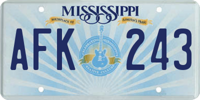 MS license plate AFK243