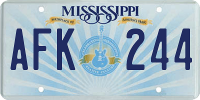 MS license plate AFK244