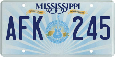 MS license plate AFK245