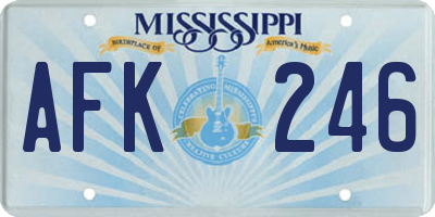 MS license plate AFK246