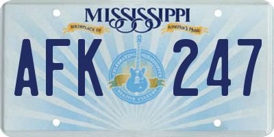 MS license plate AFK247