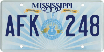 MS license plate AFK248