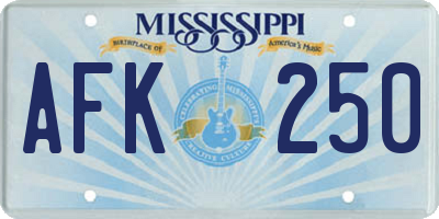 MS license plate AFK250