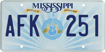 MS license plate AFK251