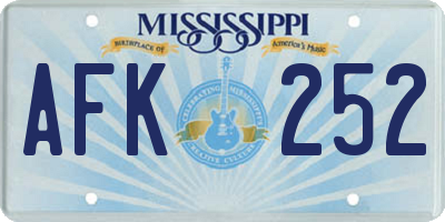 MS license plate AFK252