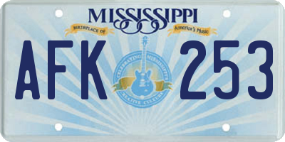 MS license plate AFK253