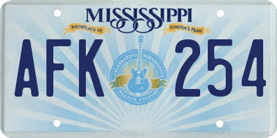 MS license plate AFK254