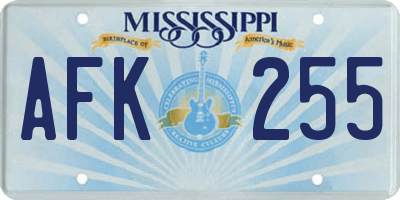 MS license plate AFK255