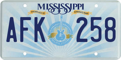 MS license plate AFK258