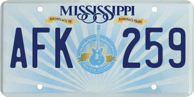 MS license plate AFK259