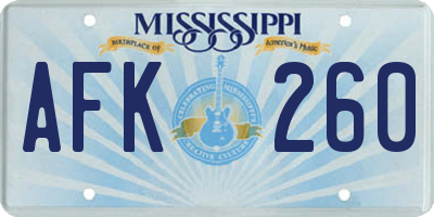 MS license plate AFK260