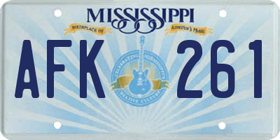 MS license plate AFK261