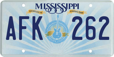 MS license plate AFK262