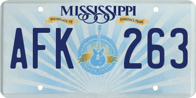 MS license plate AFK263