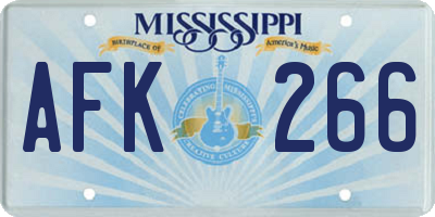 MS license plate AFK266