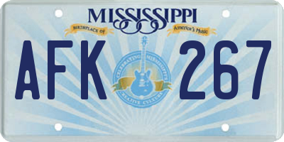 MS license plate AFK267