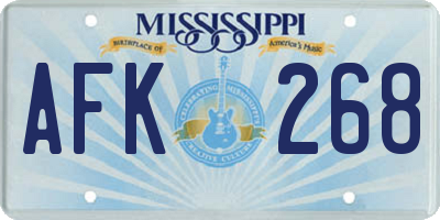 MS license plate AFK268