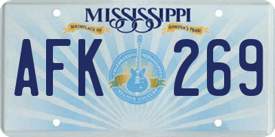 MS license plate AFK269