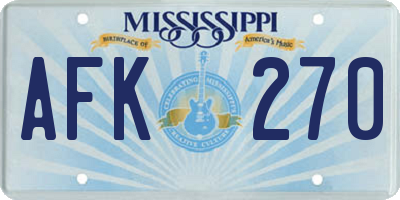 MS license plate AFK270