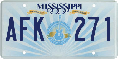 MS license plate AFK271