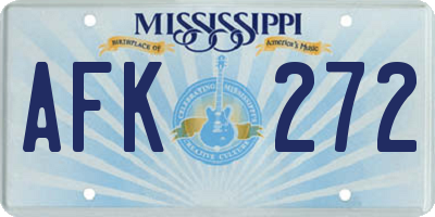 MS license plate AFK272