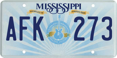 MS license plate AFK273
