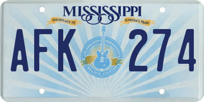 MS license plate AFK274