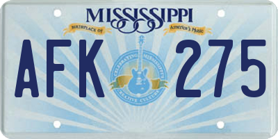 MS license plate AFK275