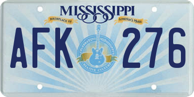 MS license plate AFK276