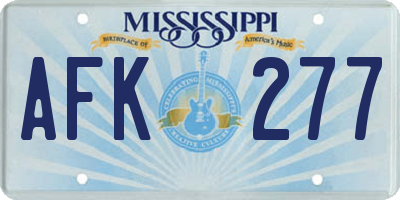 MS license plate AFK277