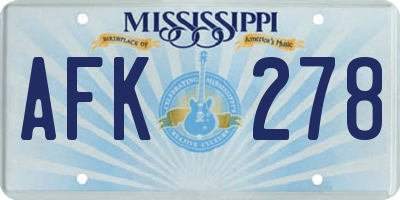 MS license plate AFK278