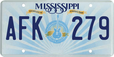 MS license plate AFK279