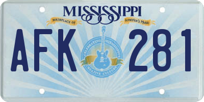 MS license plate AFK281