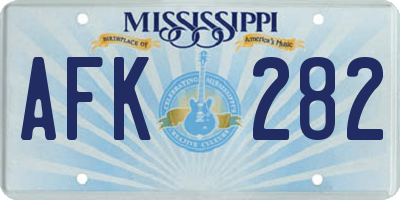 MS license plate AFK282