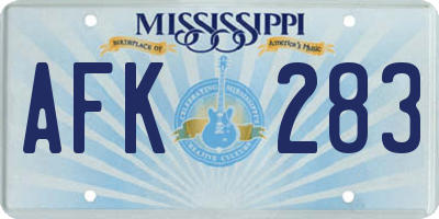 MS license plate AFK283