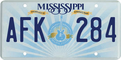 MS license plate AFK284
