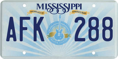 MS license plate AFK288