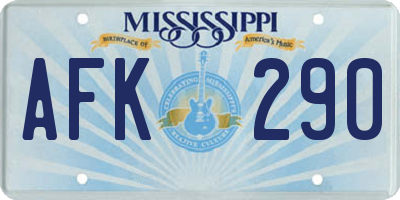 MS license plate AFK290