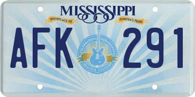 MS license plate AFK291