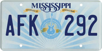 MS license plate AFK292