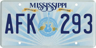 MS license plate AFK293