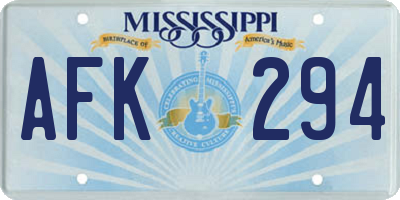 MS license plate AFK294
