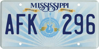 MS license plate AFK296