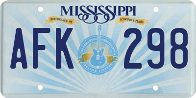 MS license plate AFK298