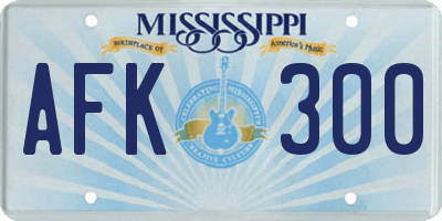 MS license plate AFK300