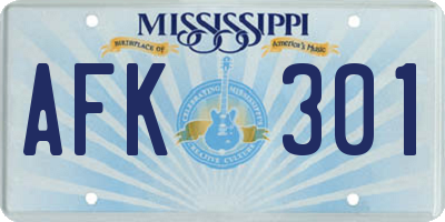MS license plate AFK301