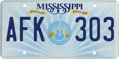 MS license plate AFK303