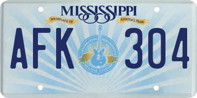 MS license plate AFK304