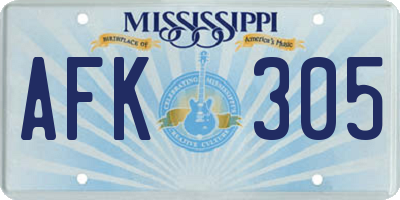 MS license plate AFK305
