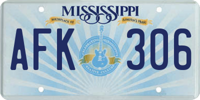 MS license plate AFK306